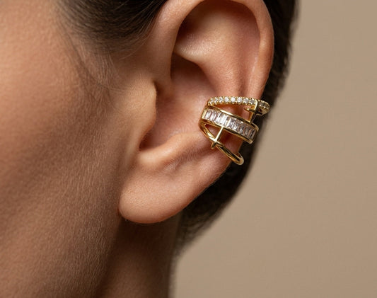 Anti Tarnish Ear Cuff Earring Star Band 18K Gold Plated