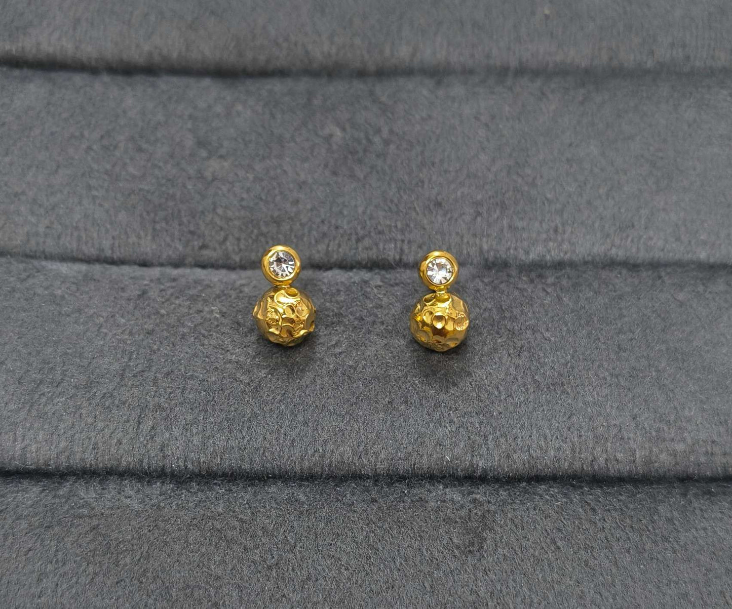 Anti Tarnish Earring Disco Bead Drop Stud 18K Gold Plated