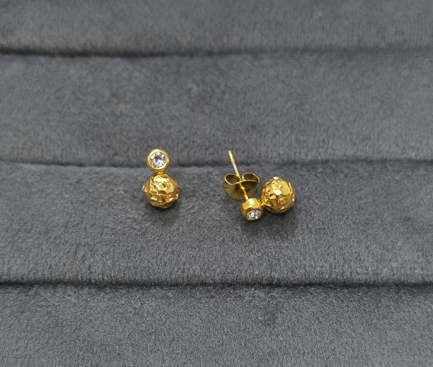 Anti Tarnish Earring Disco Bead Drop Stud 18K Gold Plated