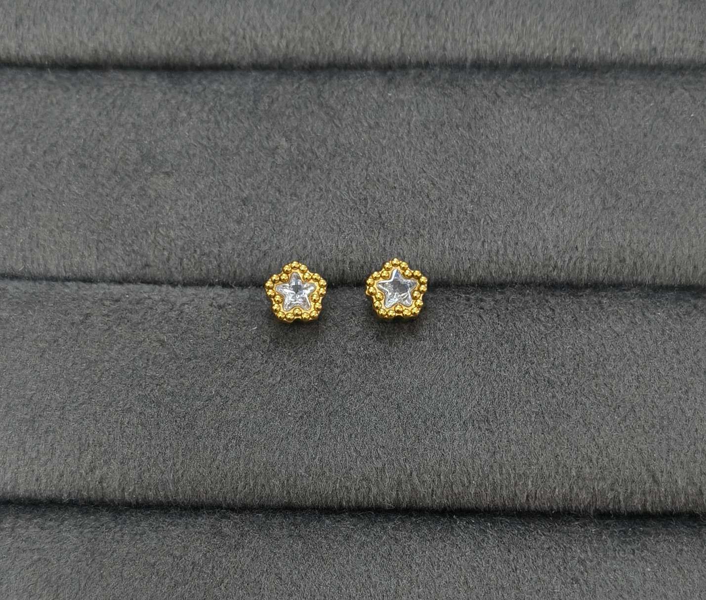Anti Tarnish Earring Star Diamond Studs 18K Gold Plated