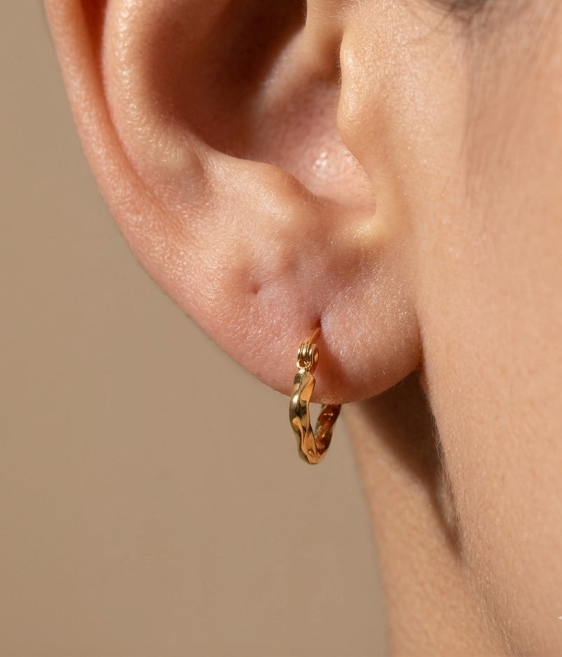 Anti Tarnish Earring Twisted Square Hoop 18K Gold Plated