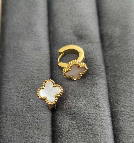 Anti Tarnish Earrings Clover Hoop /Bali 18K Gold Plated