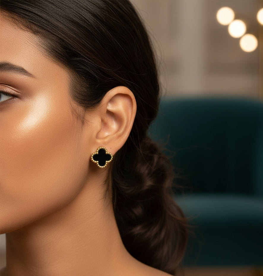 Anti Tarnish Earrings Clover Hoop /Bali 18K Gold Plated