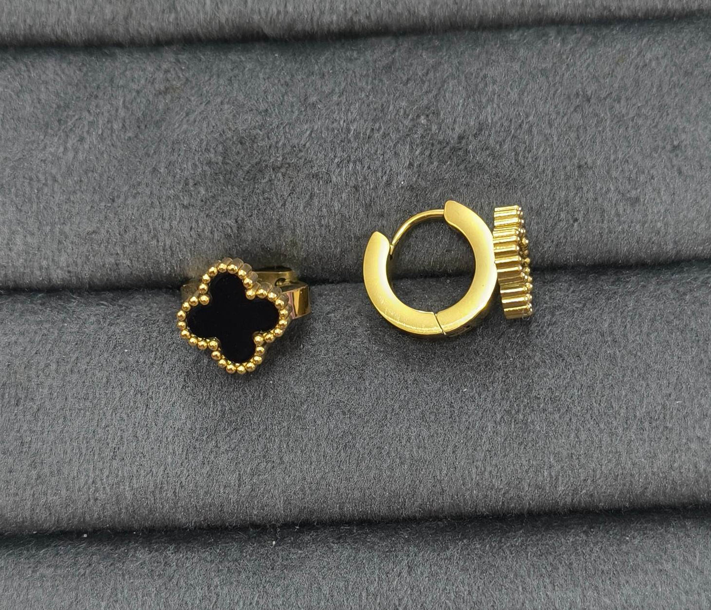 Anti Tarnish Earrings Clover Hoop /Bali 18K Gold Plated