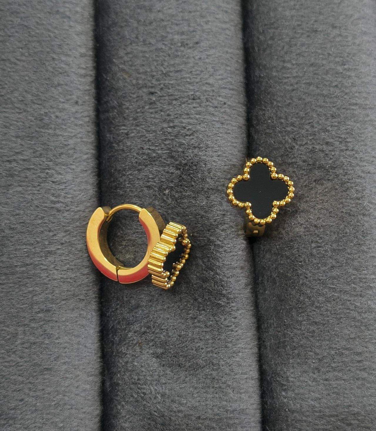 Anti Tarnish Earrings Clover Hoop /Bali 18K Gold Plated