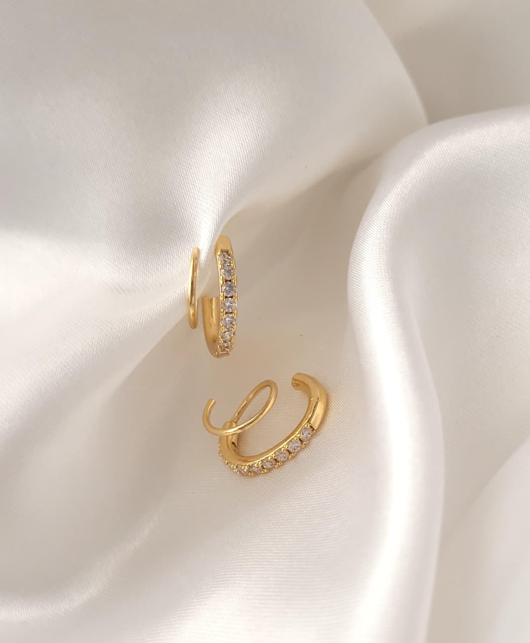 Anti Tarnish Earrings Diamond Twirl Shaped 18K Gold Plated