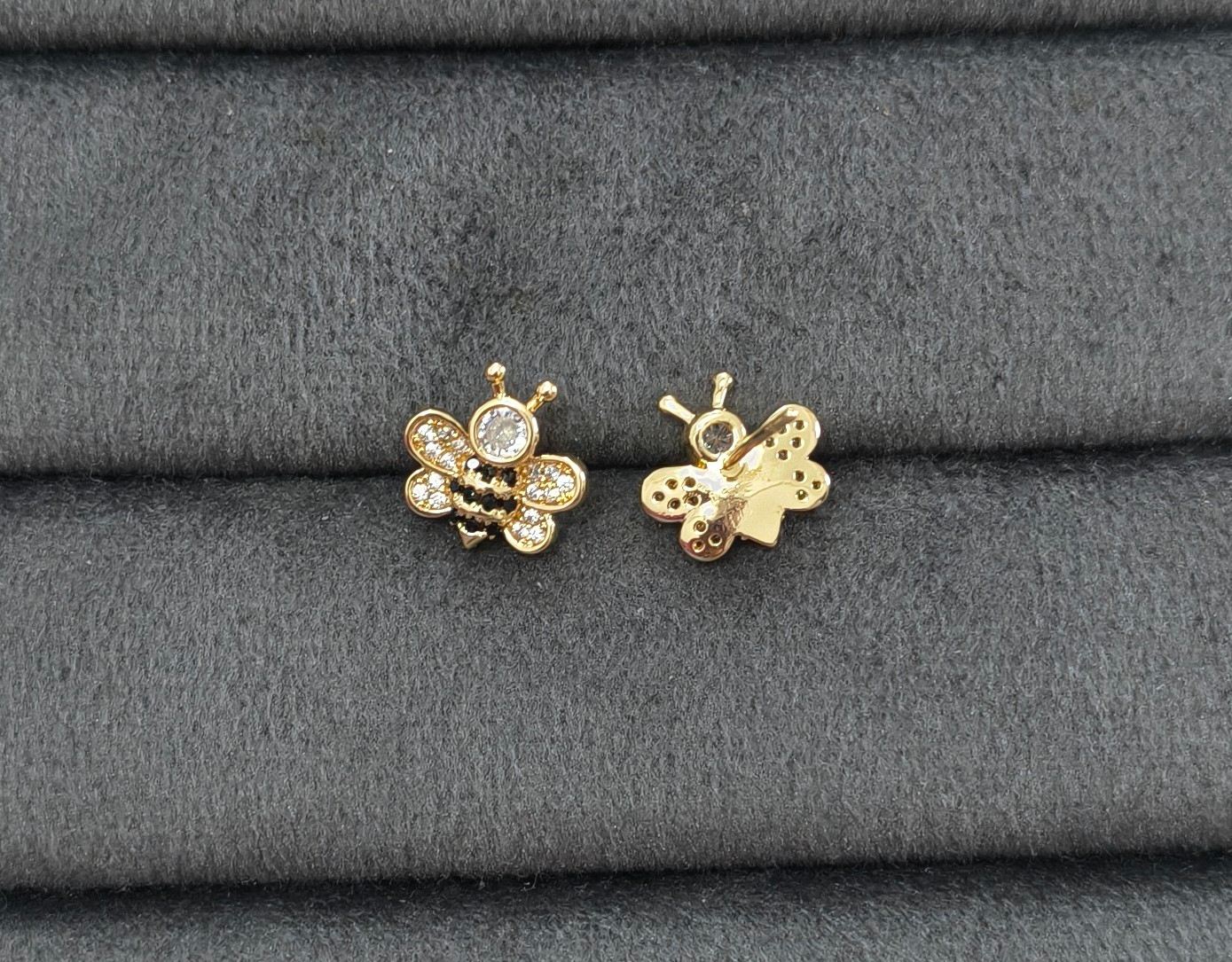 Anti Tarnish Earrings HoneyBee Stud 18K Gold Plated