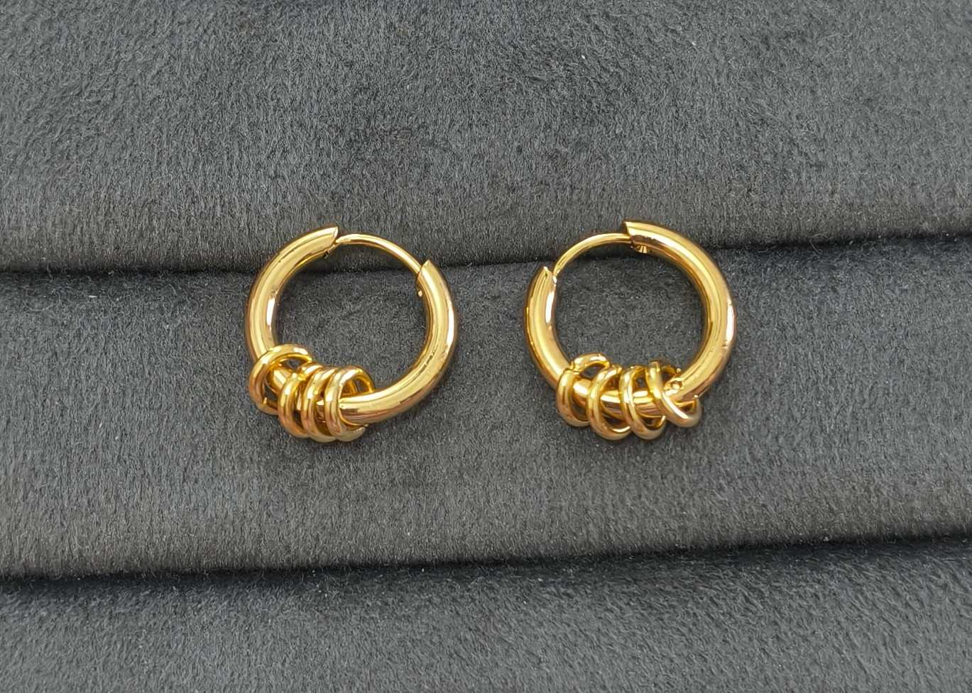 Anti Tarnish Earrings Loop Bali 18K Gold Plated