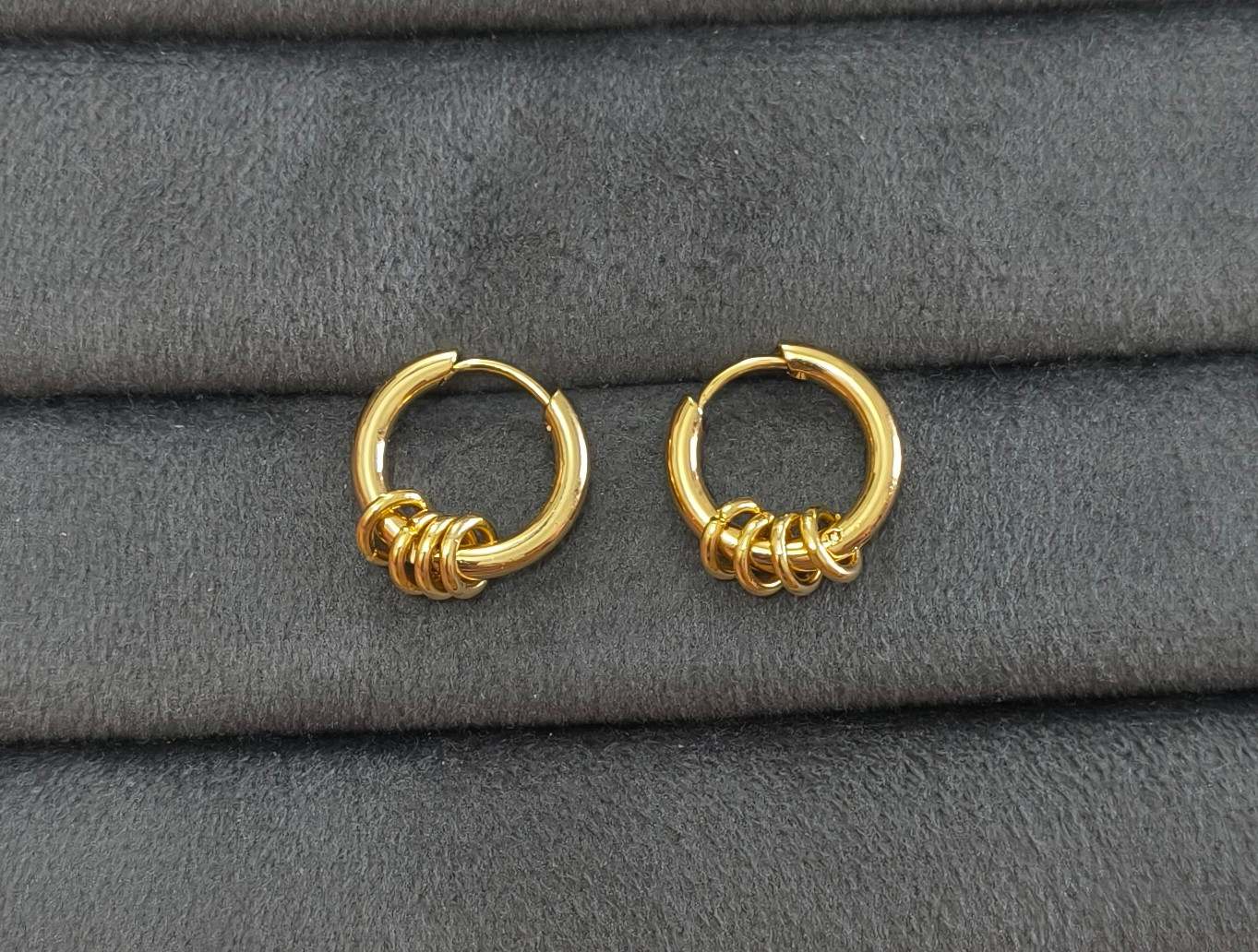 Anti Tarnish Earrings Loop Bali 18K Gold Plated