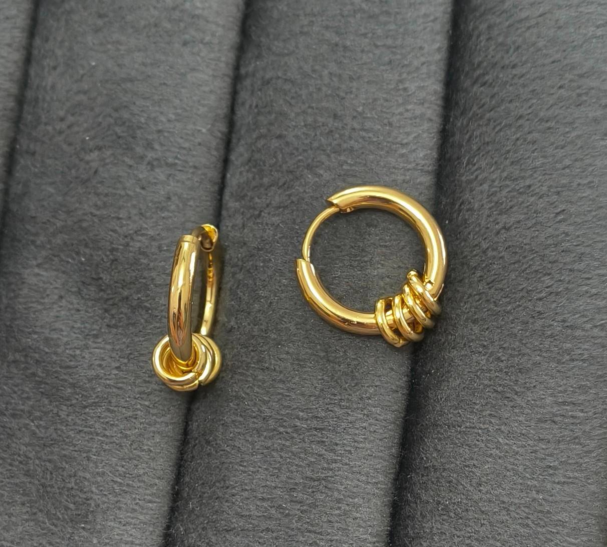 Anti Tarnish Earrings Loop Bali 18K Gold Plated