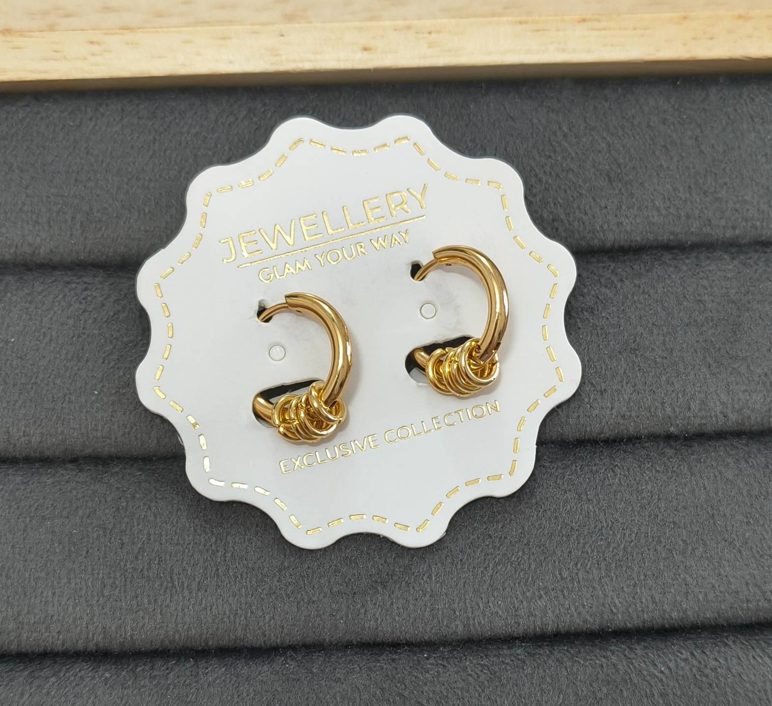 Anti Tarnish Earrings Loop Bali 18K Gold Plated