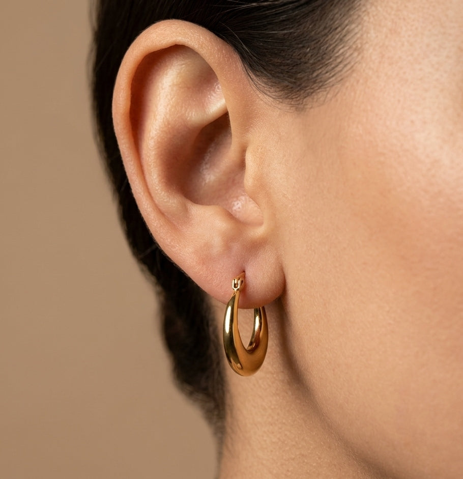 Anti Tarnish Earrings Round Hollow Hoop/Bali 18K Gold Plated