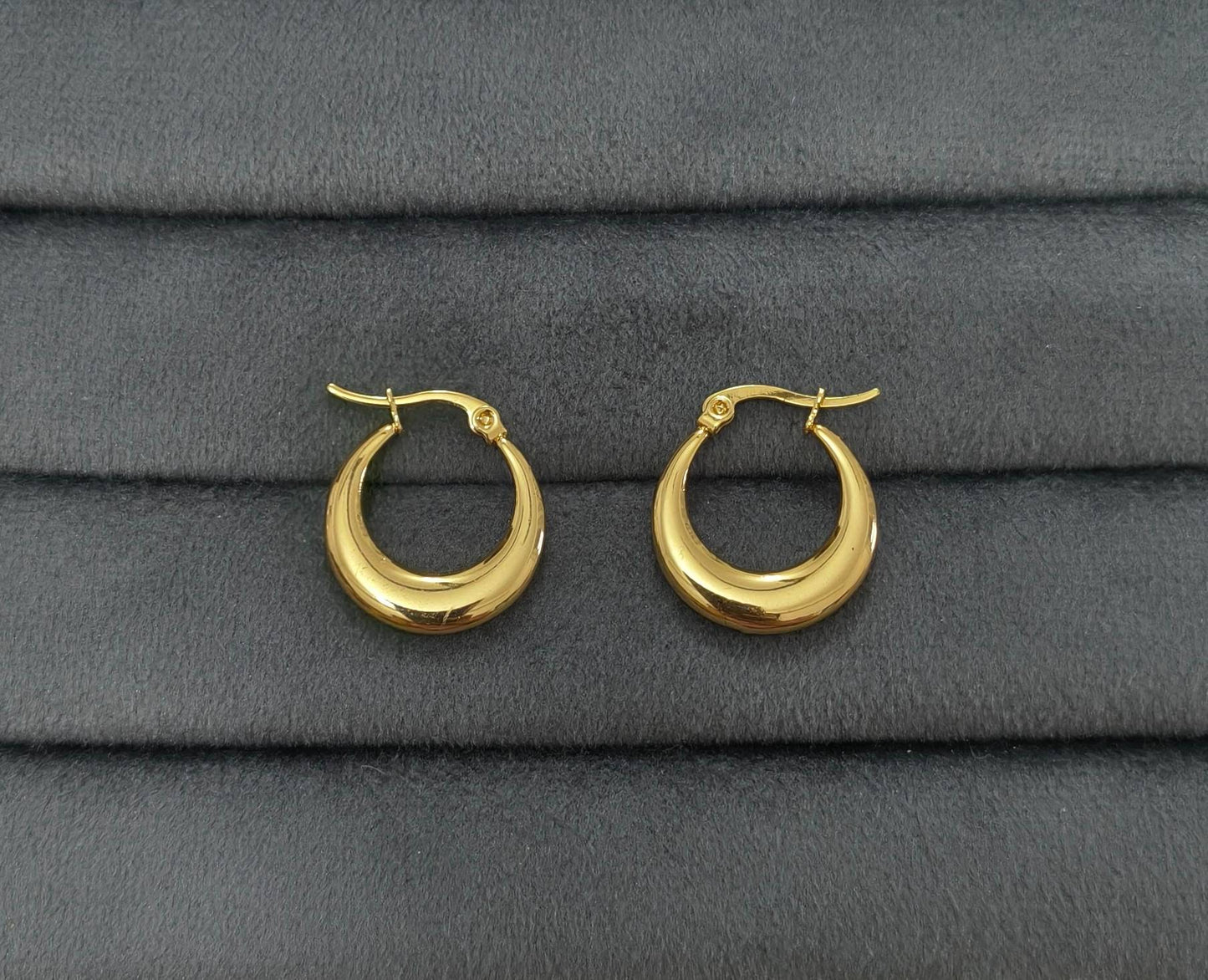 Anti Tarnish Earrings Round Hollow Hoop/Bali 18K Gold Plated