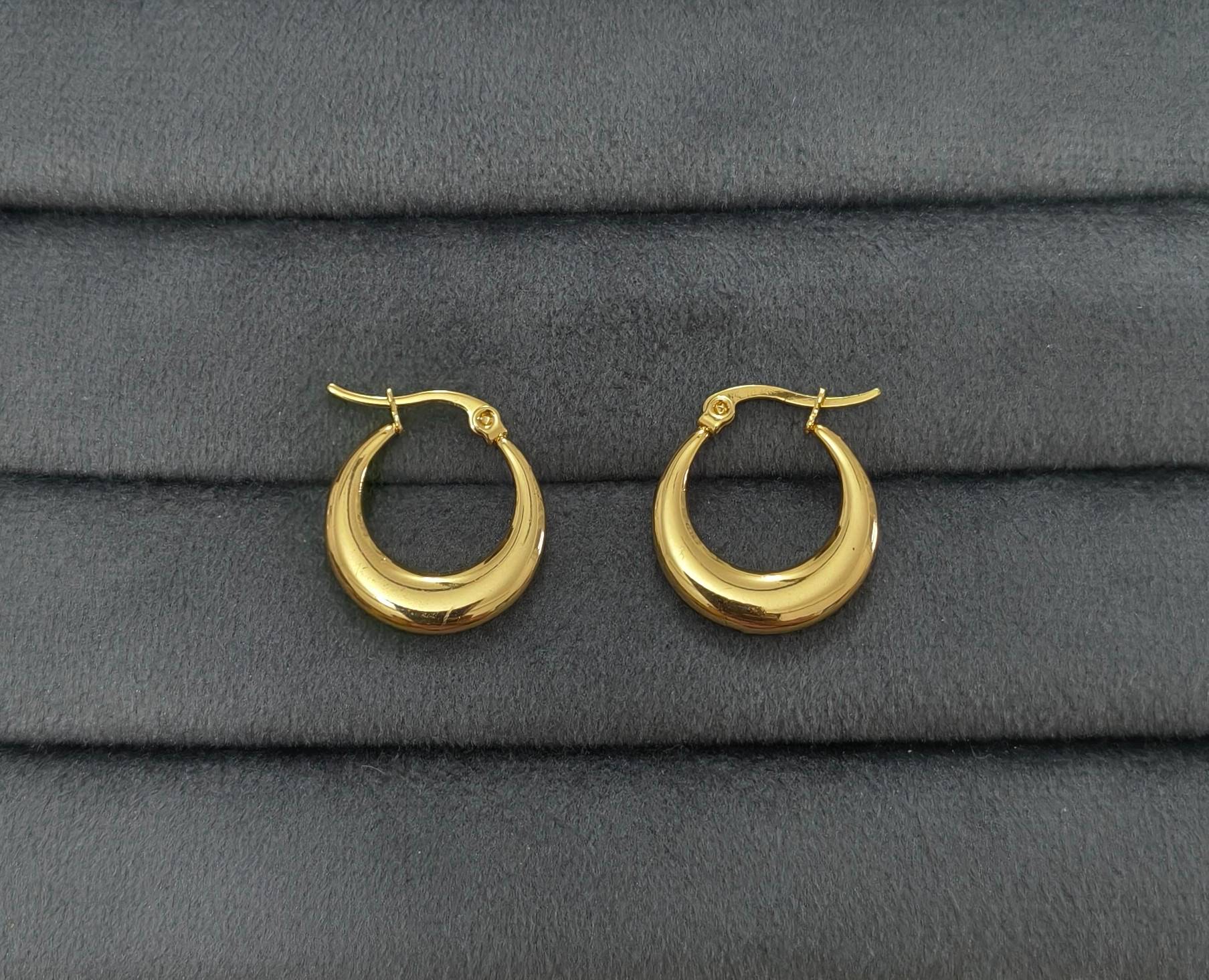 Anti Tarnish Earrings Round Hollow Hoop/Bali 18K Gold Plated
