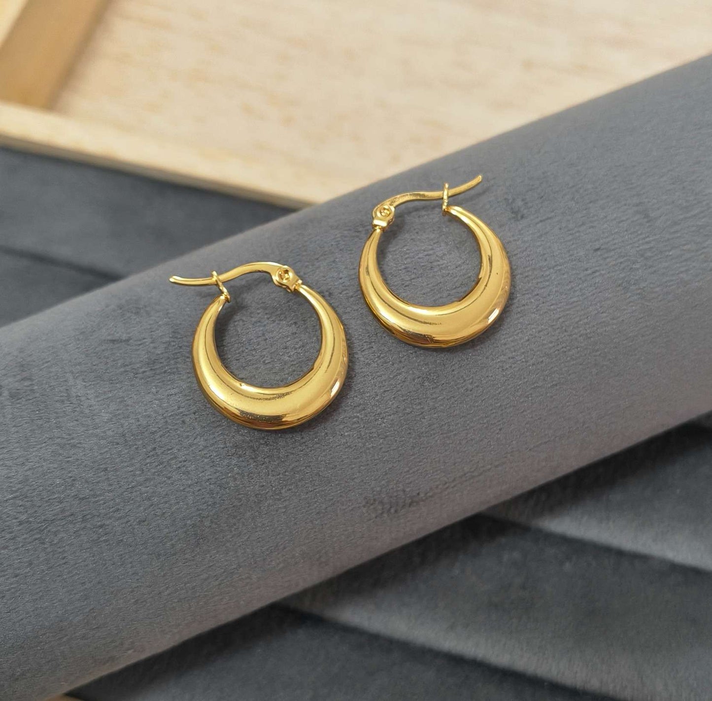 Anti Tarnish Earrings Round Hollow Hoop/Bali 18K Gold Plated