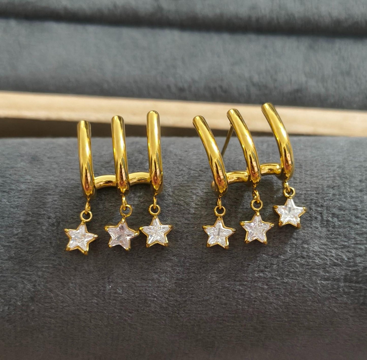 Anti Tarnish Earrings Star Charms Stud 18K Gold Plated