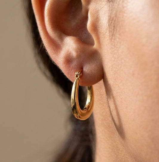 Anti Tarnish Earrings Teardrop Hoop Bali 18K Gold Plated