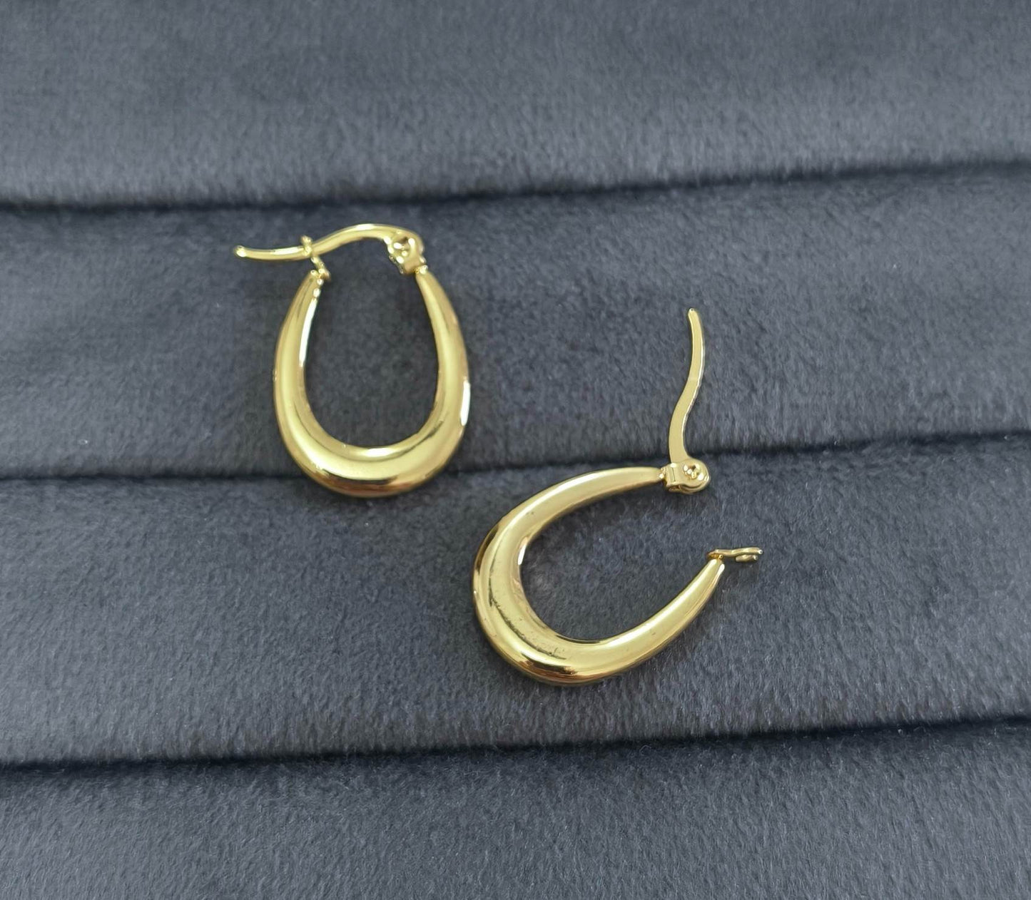 Anti Tarnish Earrings Teardrop Hoop Bali 18K Gold Plated