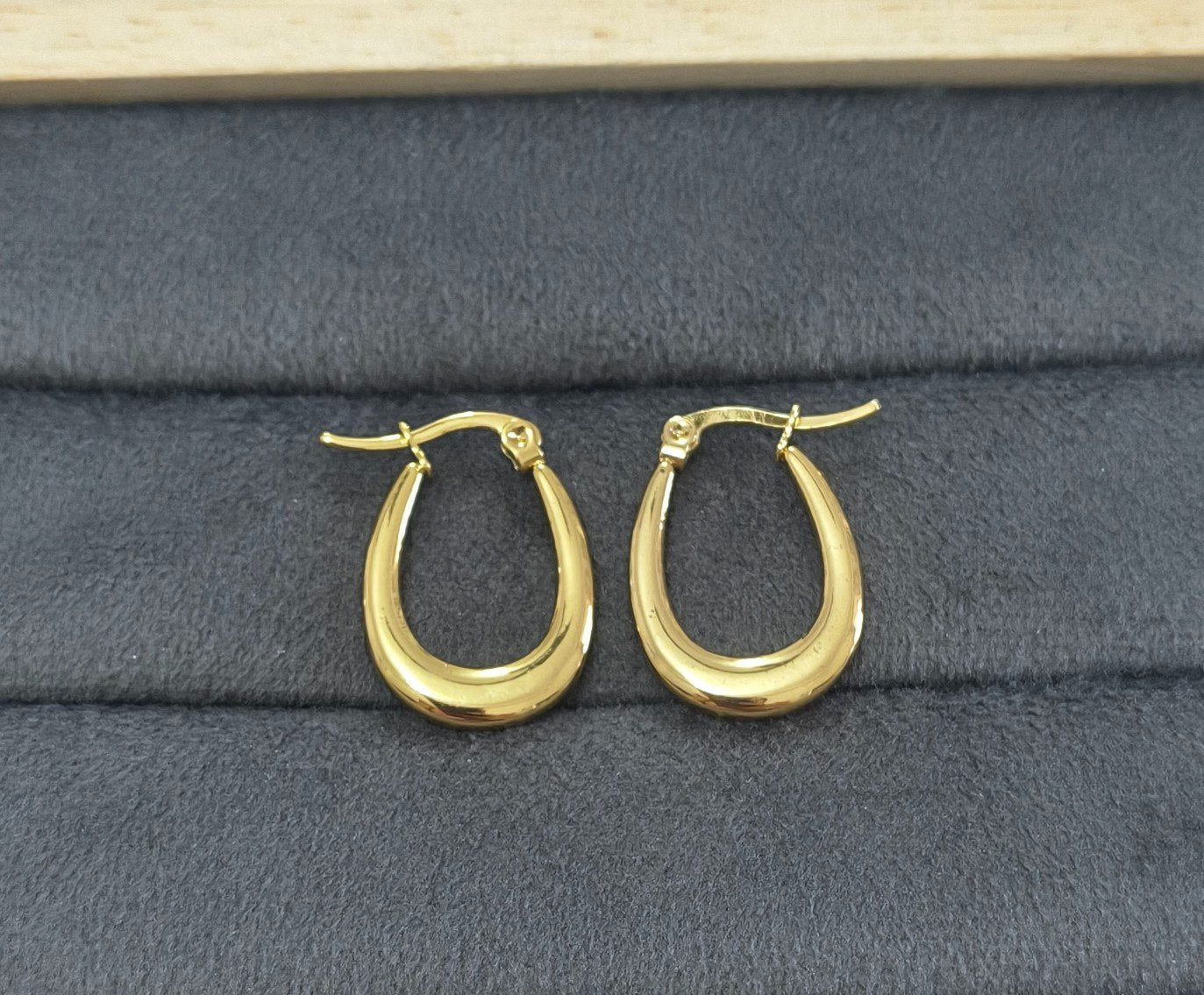 Anti Tarnish Earrings Teardrop Hoop Bali 18K Gold Plated