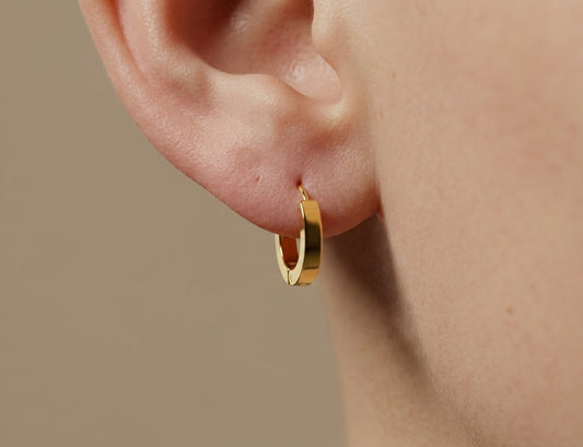 Anti Tarnish Earrings Unisex Hoops 18K Gold Plated