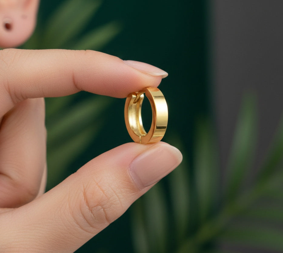 Anti Tarnish Earrings Unisex Hoops /Bali 18K Gold Plated