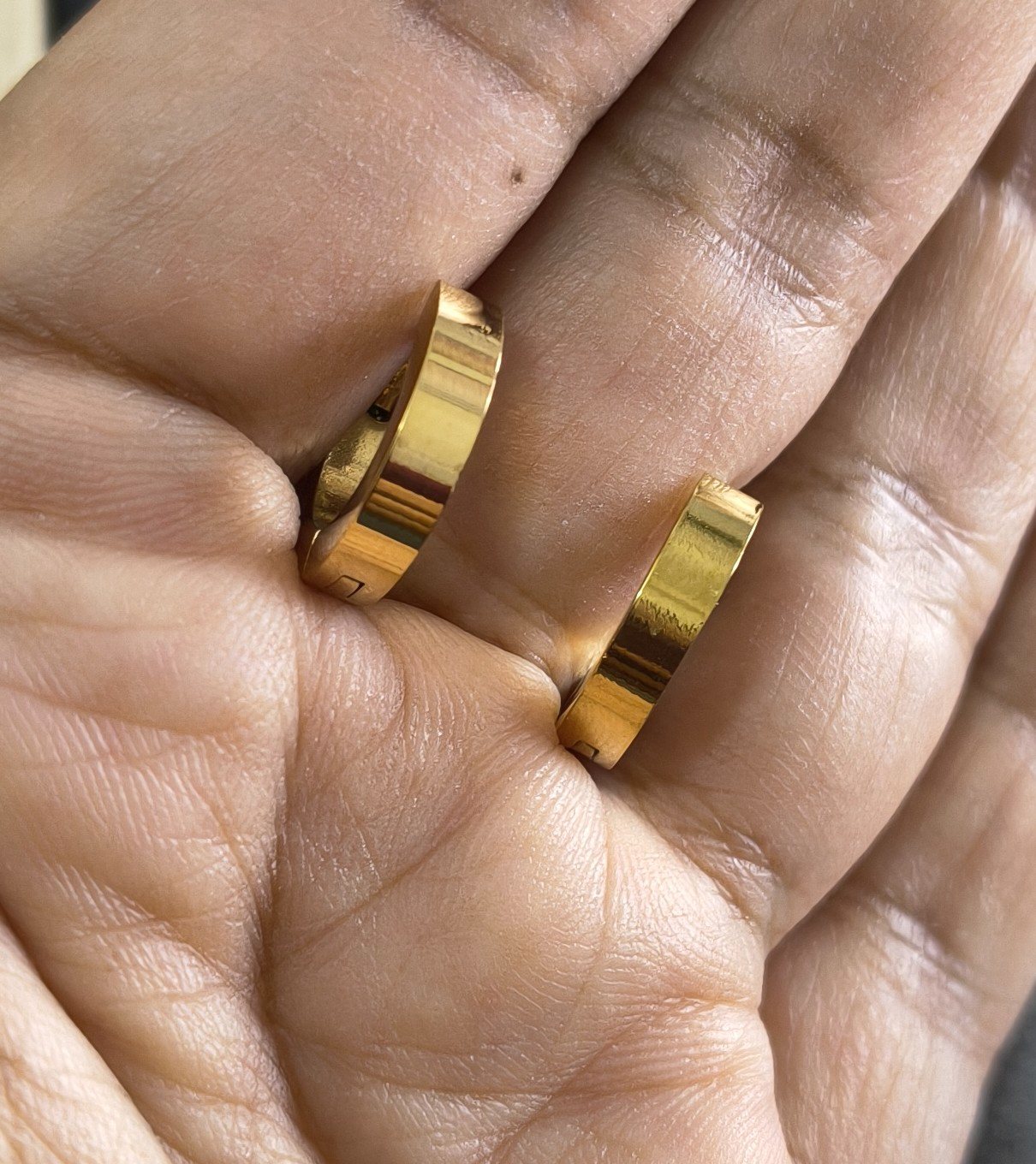 Anti Tarnish Earrings Unisex Hoops /Bali 18K Gold Plated