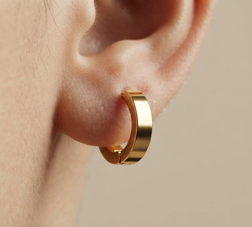 Anti Tarnish Earrings Unisex Non Piercing Hoop Gold Plated