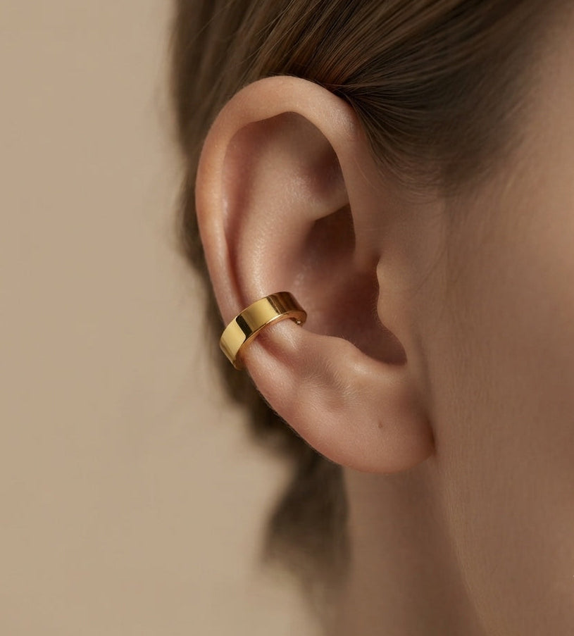 Anti Tarnish Earrings Unisex Non Piercing Hoop Gold Plated