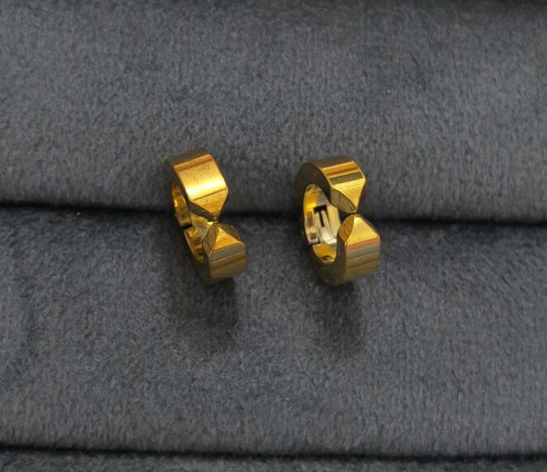 Anti Tarnish Earrings Unisex Non Piercing Hoop Gold Plated