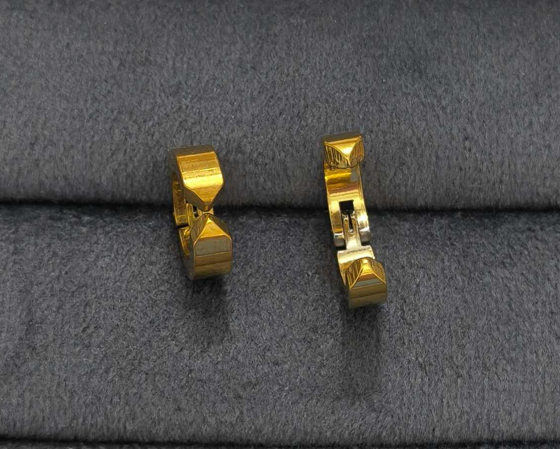 Anti Tarnish Earrings Unisex Non Piercing Hoop Gold Plated