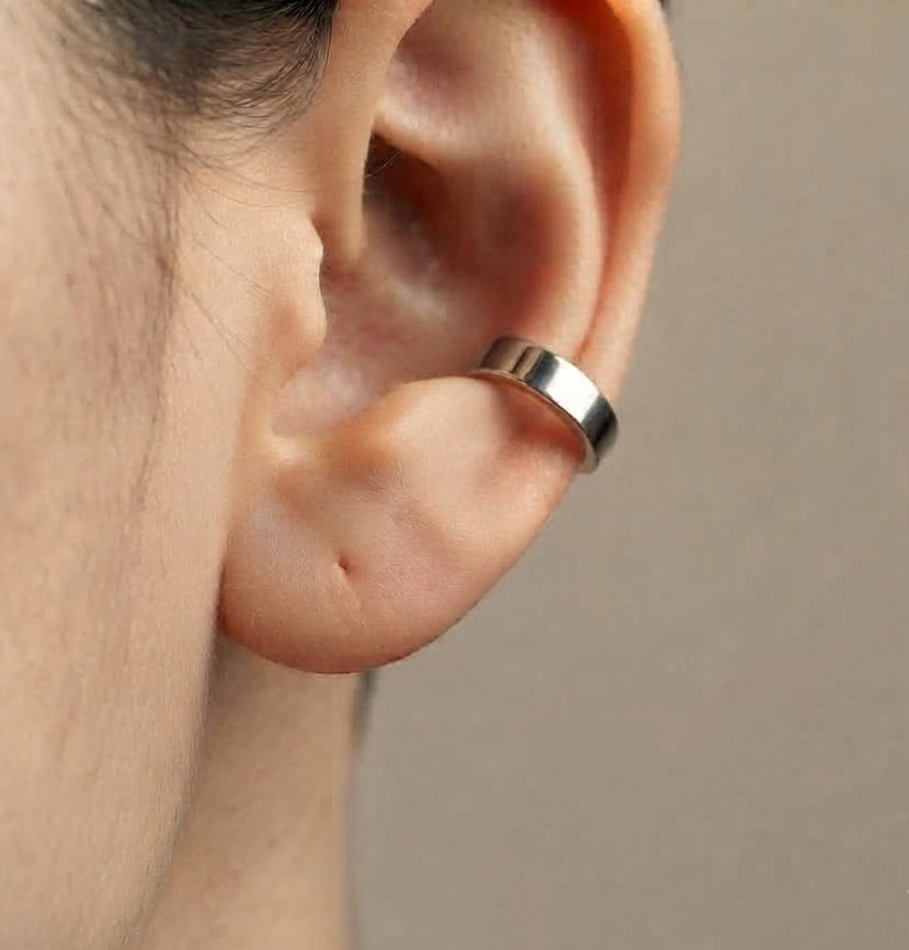 Anti Tarnish Earrings Unisex Non Piercing Silver Hoop