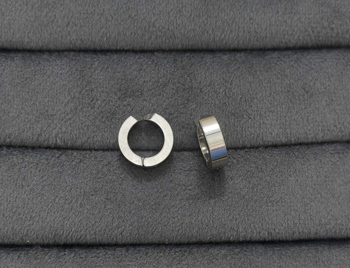 Anti Tarnish Earrings Unisex Non Piercing Silver Hoop