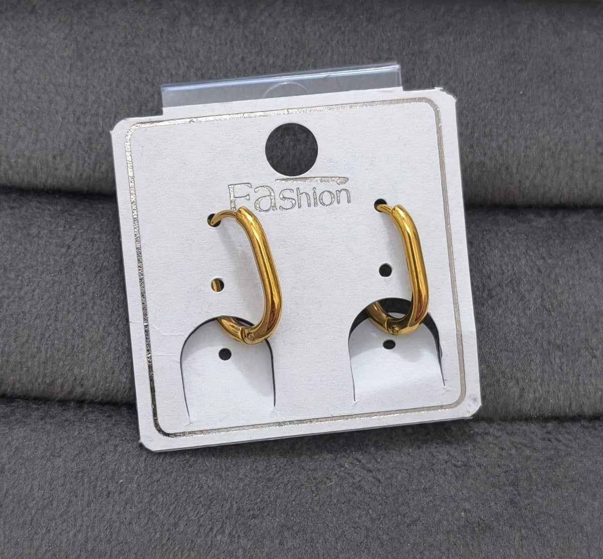Anti Tarnish Earrings Unisex Rectangle Hoop 18K Gold Plated