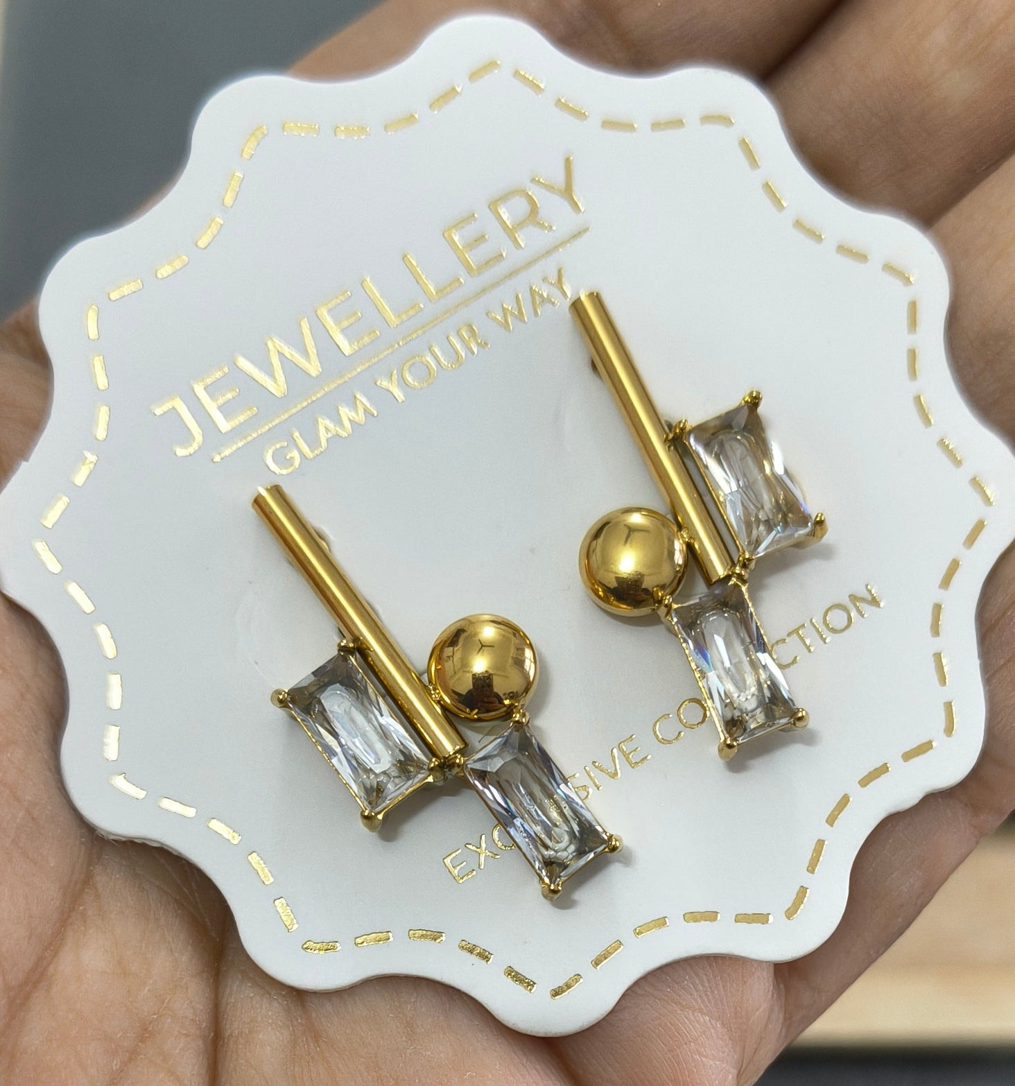 Anti Tarnish Elegant Party Stud Earrings 18K Gold Plated