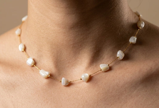 Anti Tarnish Elegant White Stone Necklace 18K Gold Plated