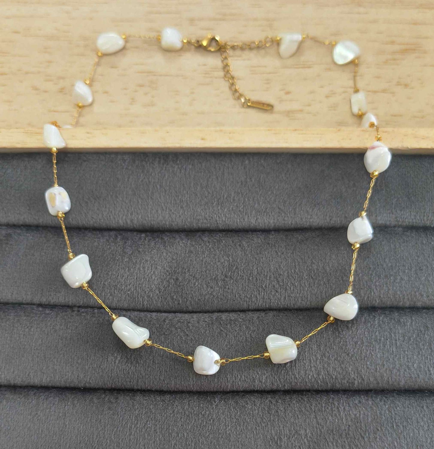 Anti Tarnish Elegant White Stone Necklace 18K Gold Plated