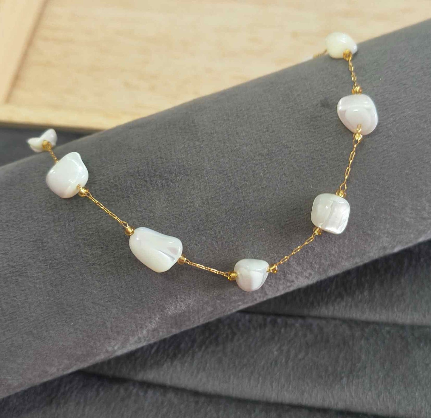 Anti Tarnish Elegant White Stone Necklace 18K Gold Plated