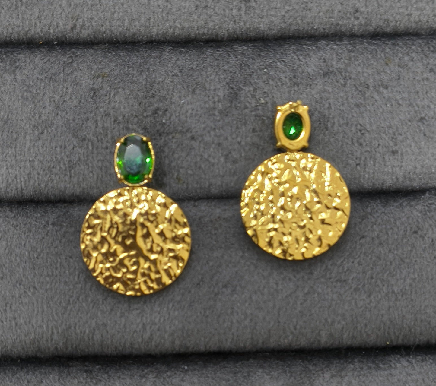 Anti Tarnish Emerald Charm Party Earrings 18K Gold Plated