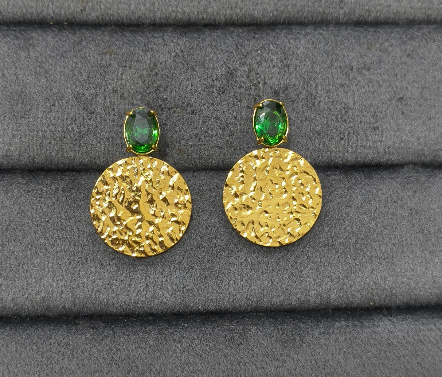 Anti Tarnish Emerald Charm Party Earrings 18K Gold Plated