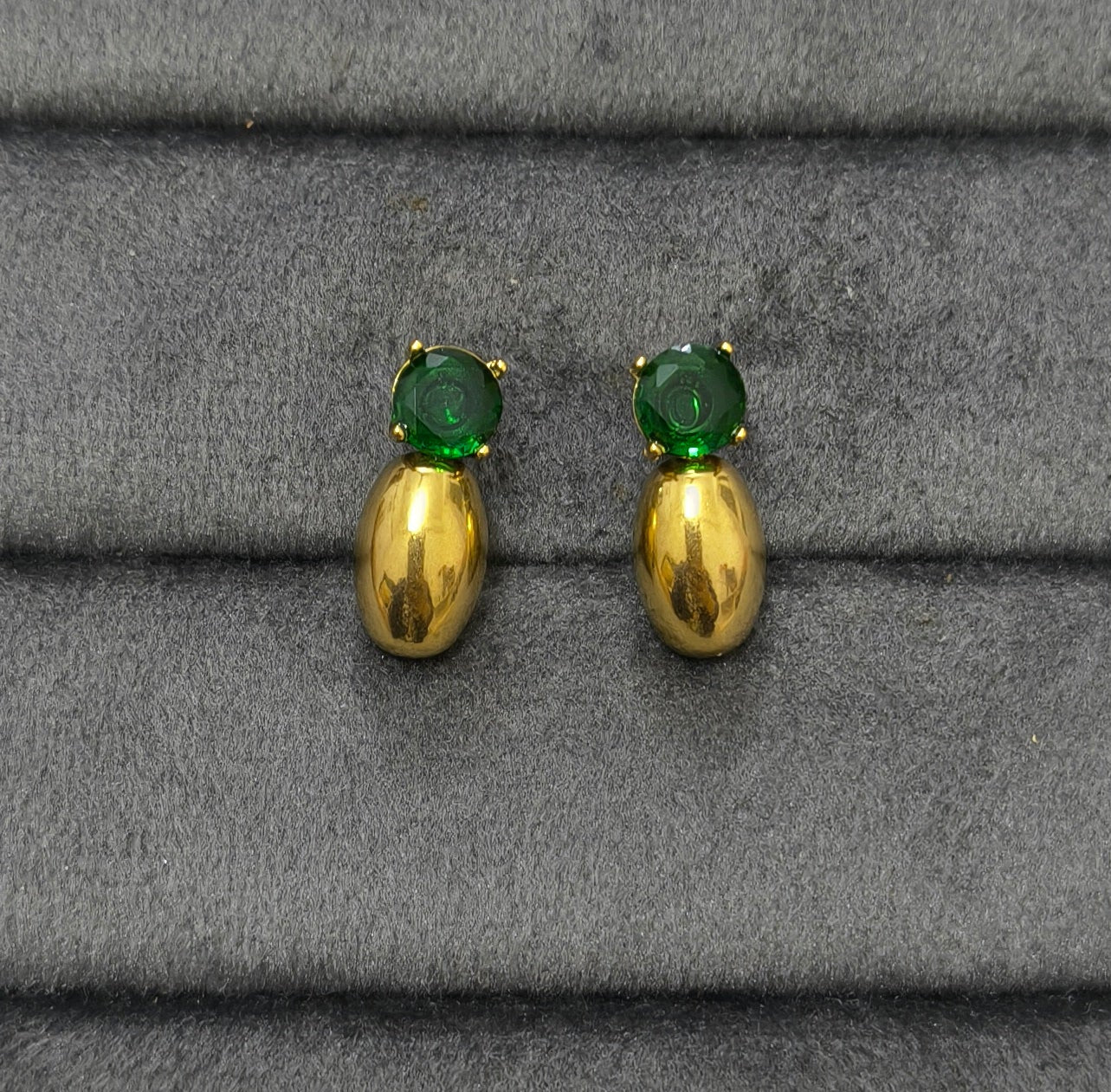 Anti Tarnish Emerald Drop Party Earrings 18K Gold Plated