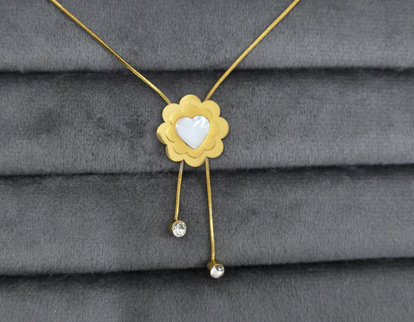 Anti Tarnish Floral Diamond Drop Necklace 18K Gold Plated