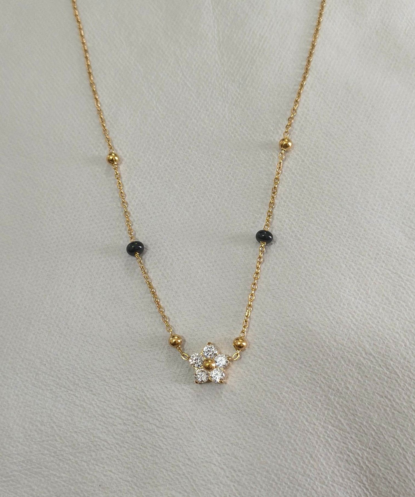 Anti Tarnish Flower Solitaire Mangalsutra 18K Gold Plated