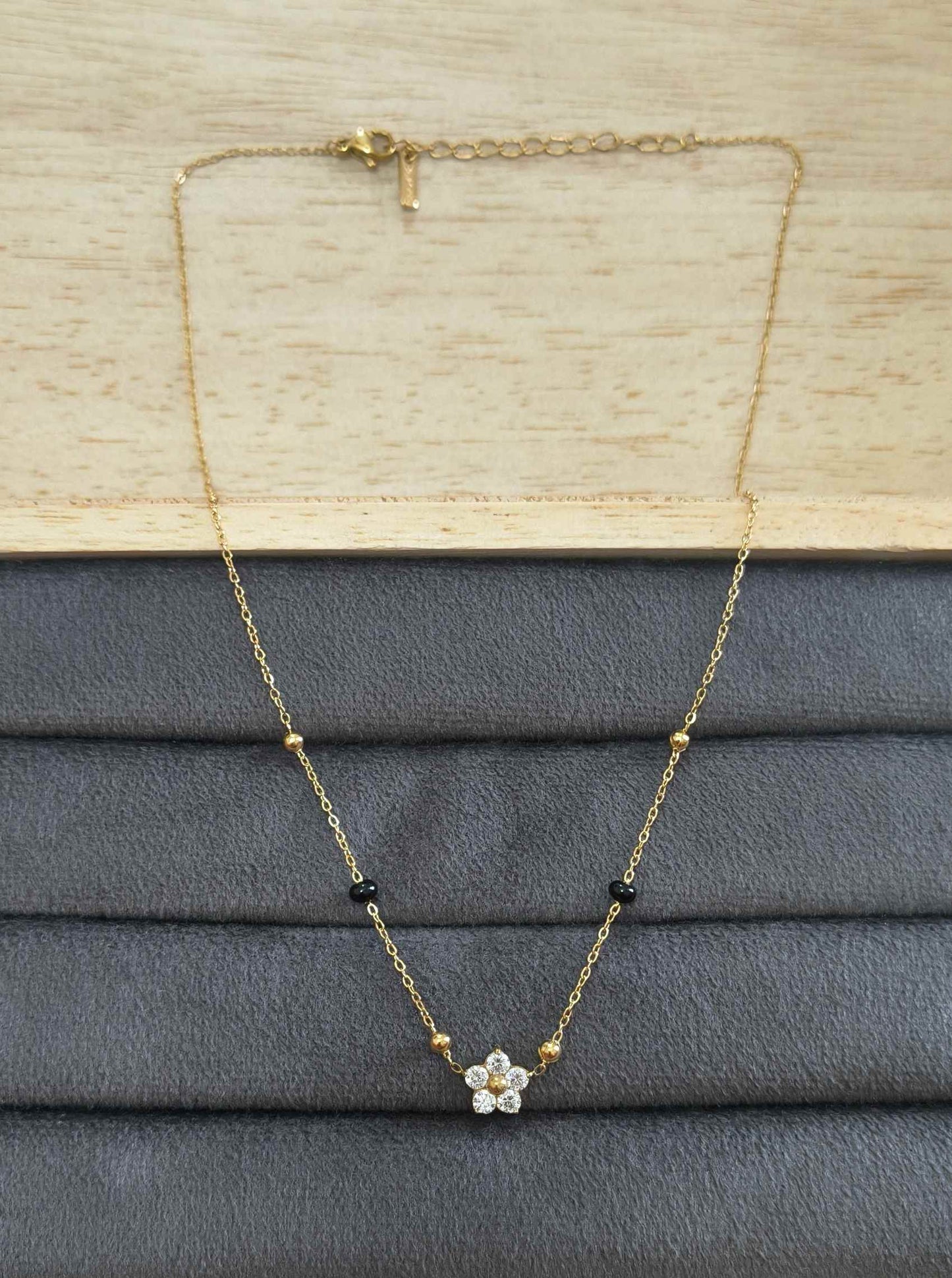 Anti Tarnish Flower Solitaire Mangalsutra 18K Gold Plated