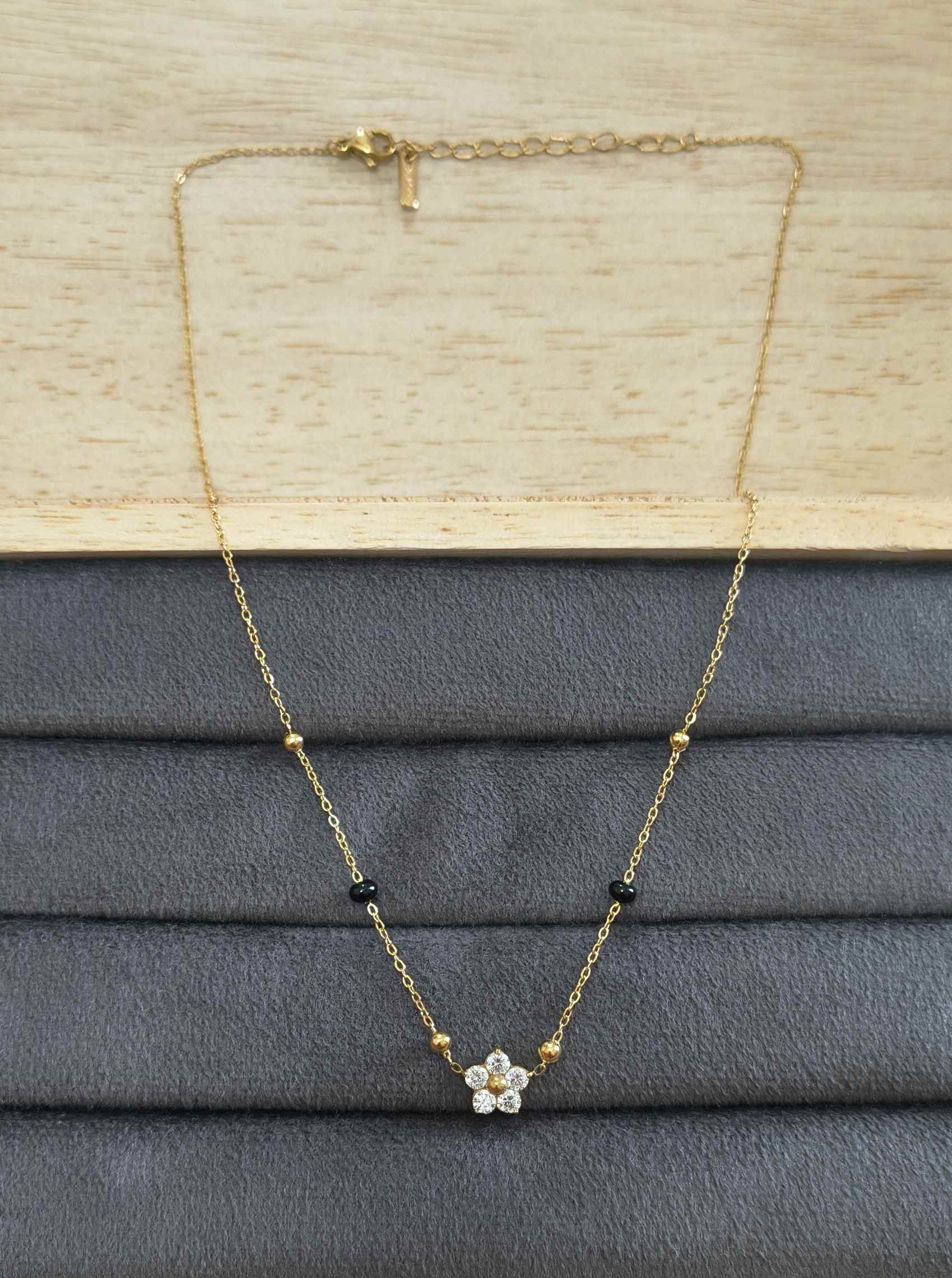Anti Tarnish Flower Solitaire Mangalsutra 18K Gold Plated