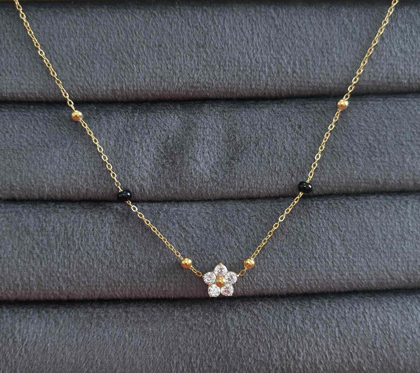 Anti Tarnish Flower Solitaire Mangalsutra 18K Gold Plated