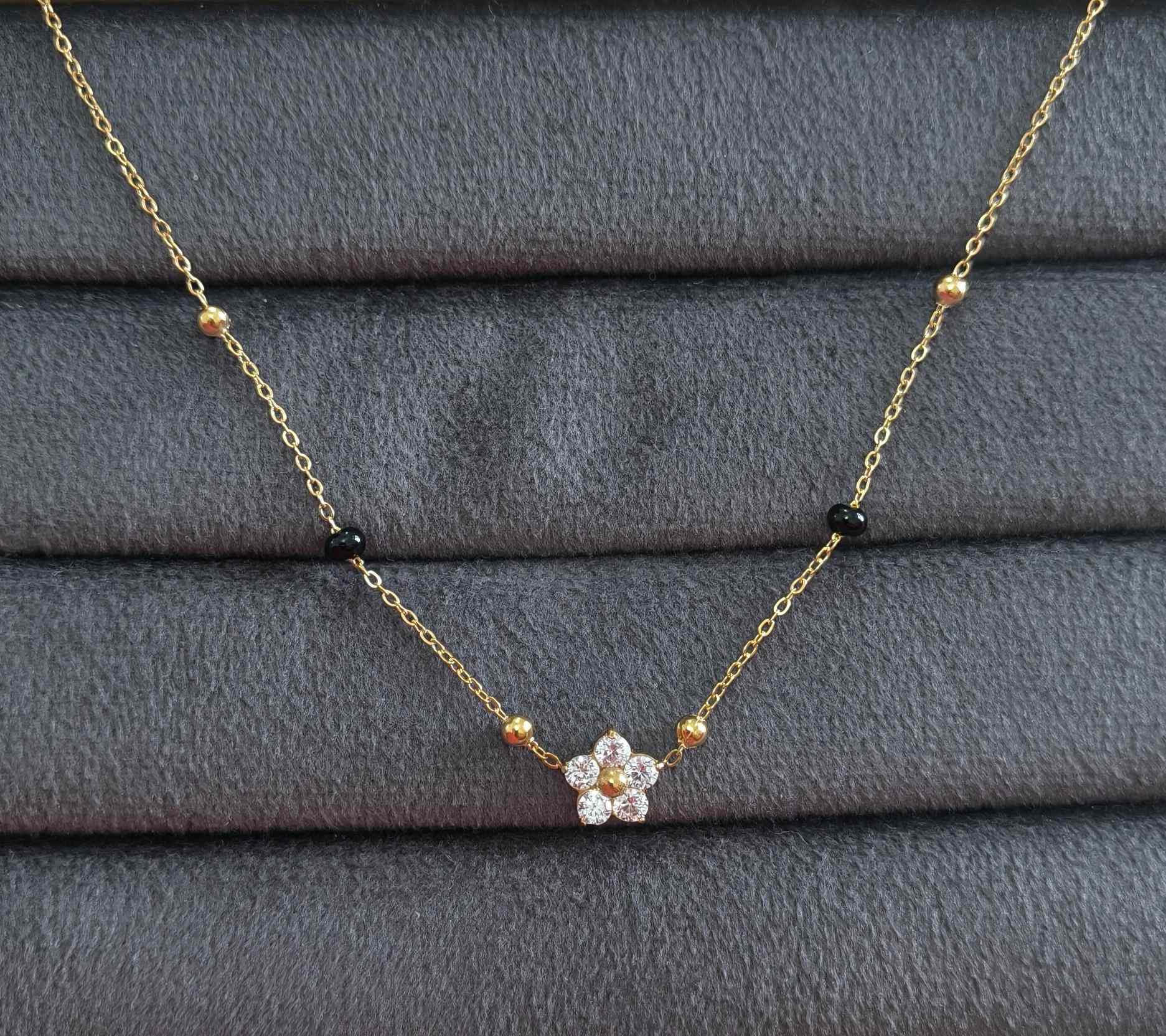 Anti Tarnish Flower Solitaire Mangalsutra 18K Gold Plated
