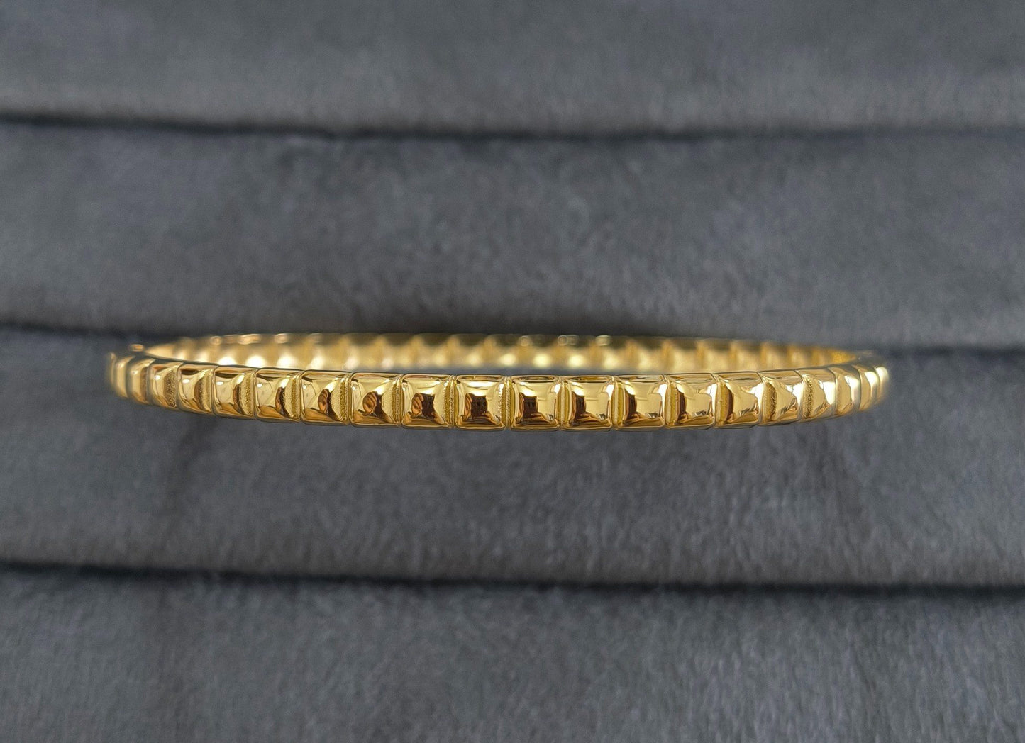 Anti Tarnish Geometric Texture Bracelet 18K Gold Plated