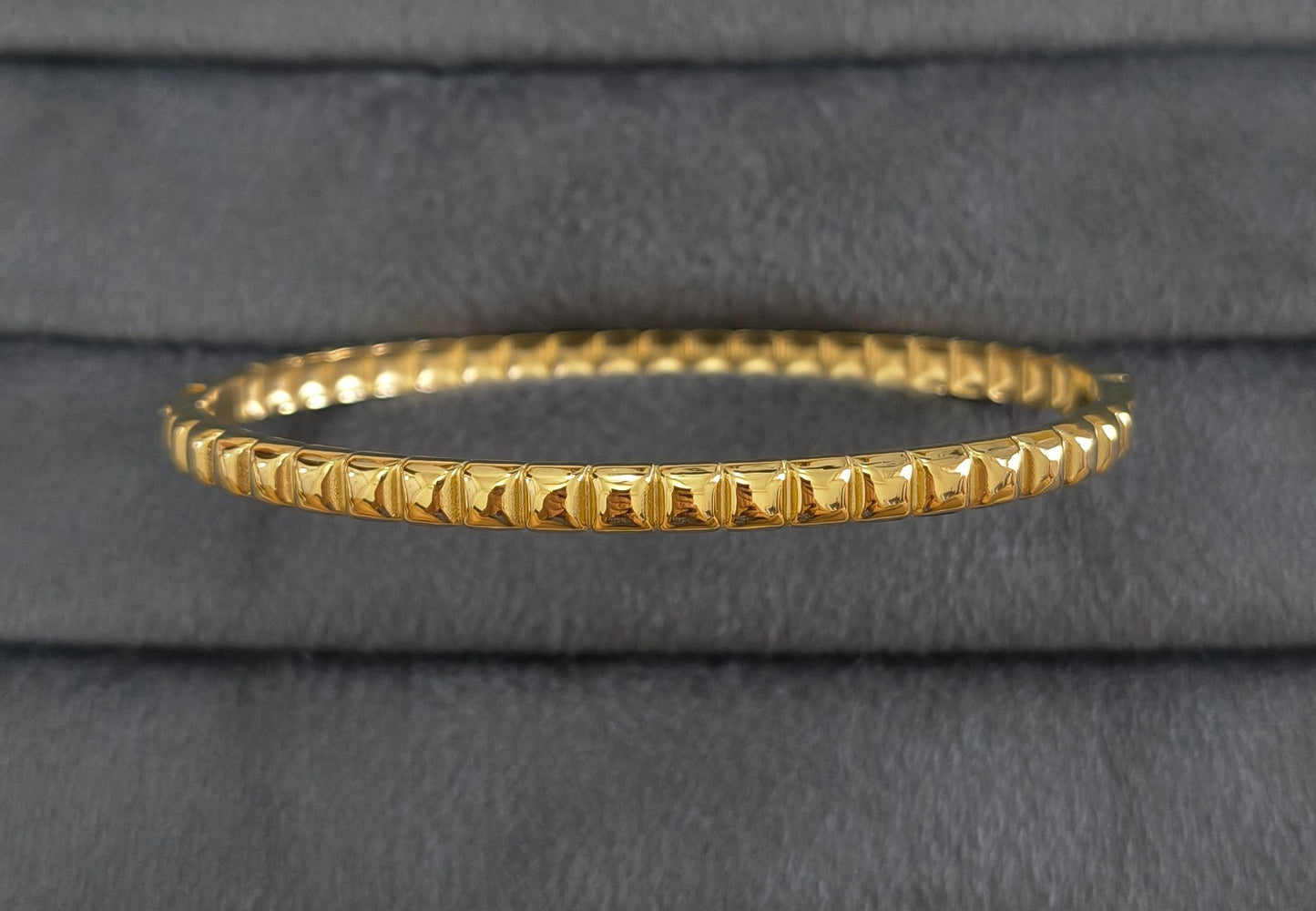 Anti Tarnish Geometric Texture Bracelet 18K Gold Plated