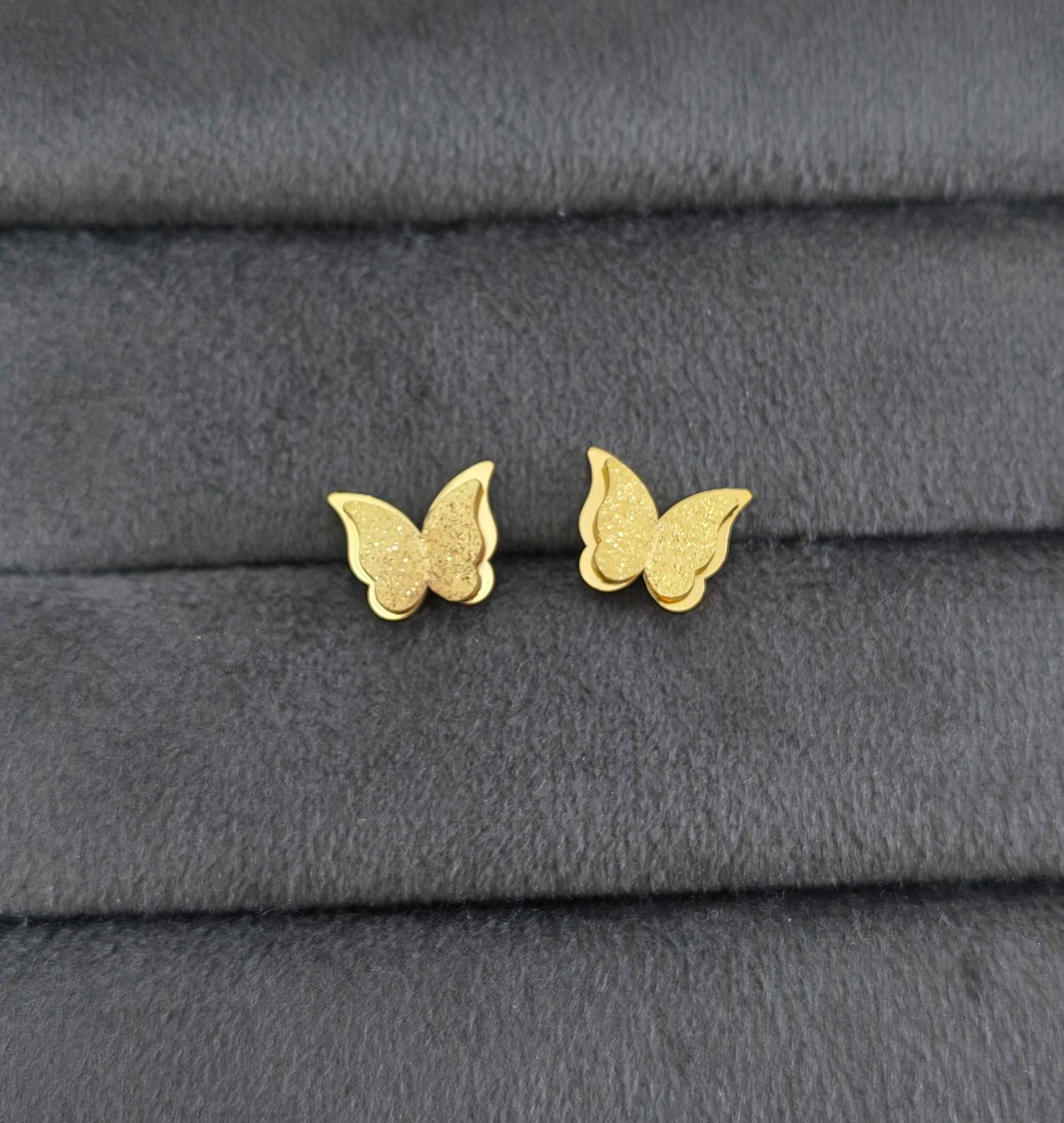 Anti Tarnish Glaze Butterfly Studs 18K Gold Plated