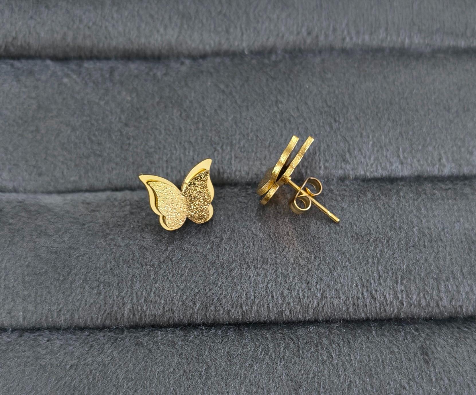 Anti Tarnish Glaze Butterfly Studs 18K Gold Plated